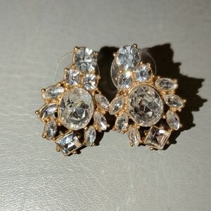Gold Tone Glass Bedazzled Earrings (Pushback Posts)